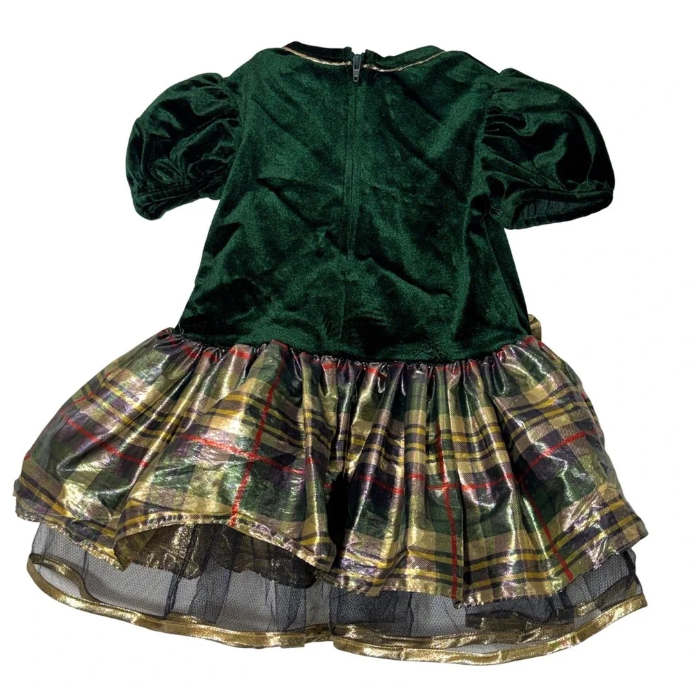 Vintage Jessica Ann Green Velvet Plaid Tulle Dress Size 2T Holiday‎ Christmas
